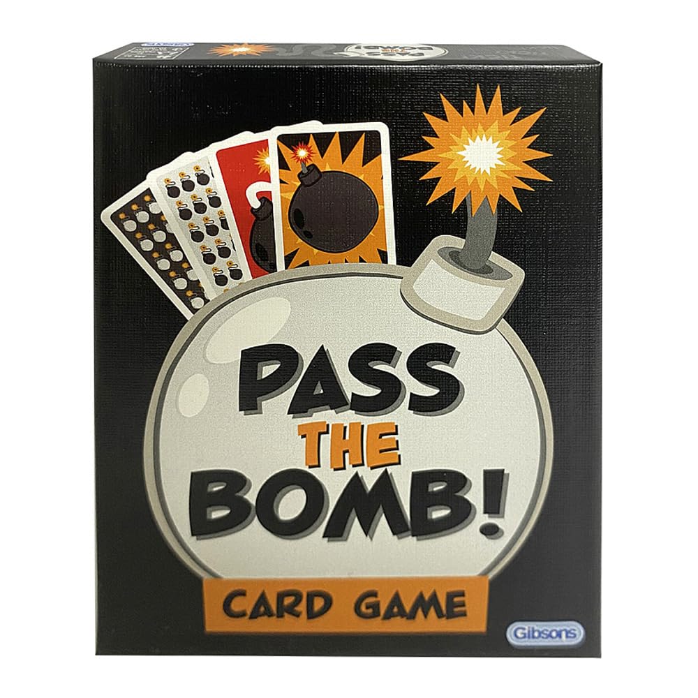 Gibsons Pass the Bomb the Card Game | Packaged in a handy tuck box for Summer Holidays and Travelling | Family Game for Kids & Adults | Ages 6+, 2+ Players