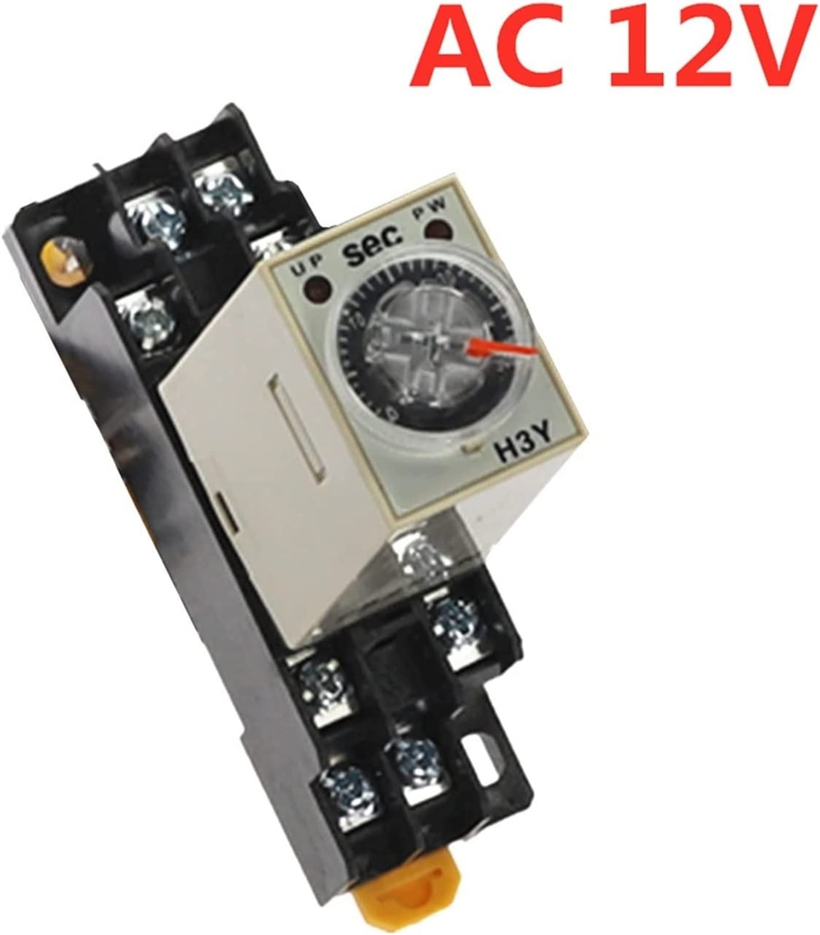 Accessori elettronici Manopola rotativa del relè DPDT 1S/5S/10S/30S/60S/3M/5M/10M/30M Relè temporizzato AC 12V H3Y-2 con base (Color : 0-30 Minute Ac 12v)