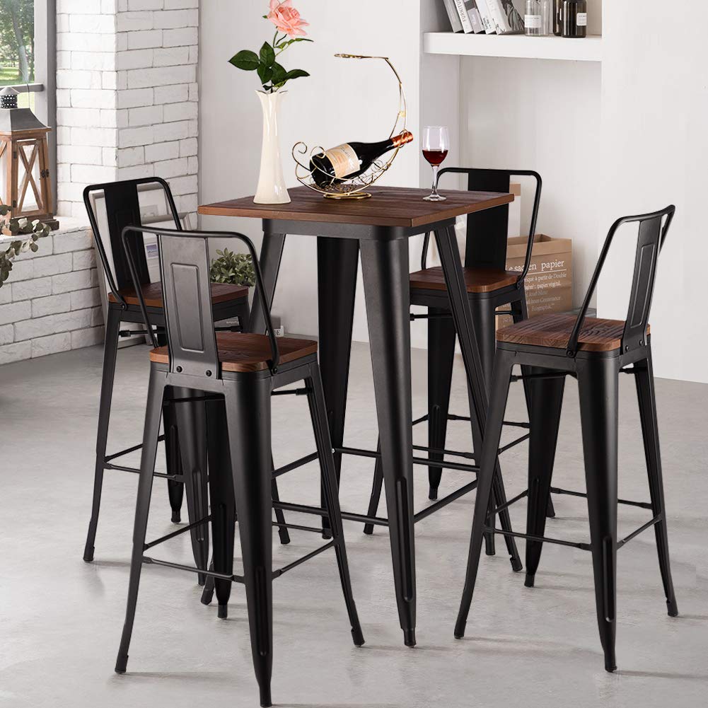 Buy Warmiehomy Bar Table and 4 Chairs Set Breakfast Bar Coffee Counter