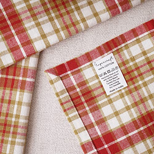 Fingercraft Cloth Napkins Checkered Set Of 12 Dinner Napkins (20X20 Inch) 100% Cotton Premium Over Sized Cloth Napkins With Mitered Corners Ultra Soft Durable Hotel Quality (Tartan Plain) #TOP3