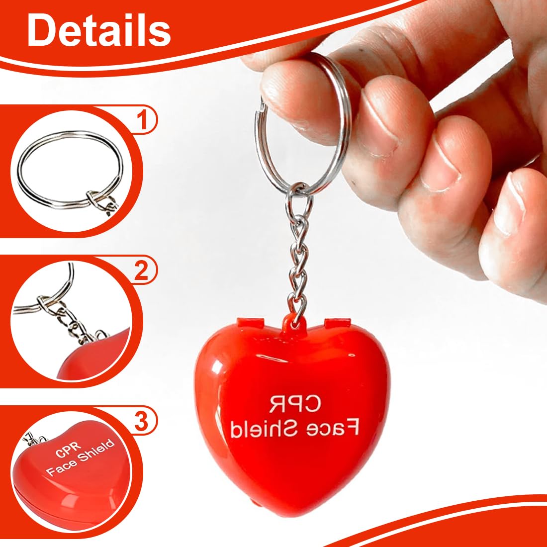 NHQZ 4 pezzi Maschera di respirazione Portachiavi CPR Face Shield di Primo Soccorso Pocket Mask Primo Soccorso Maschere respiratorie per Il Primo Soccorso o addestramento AED(rosso)