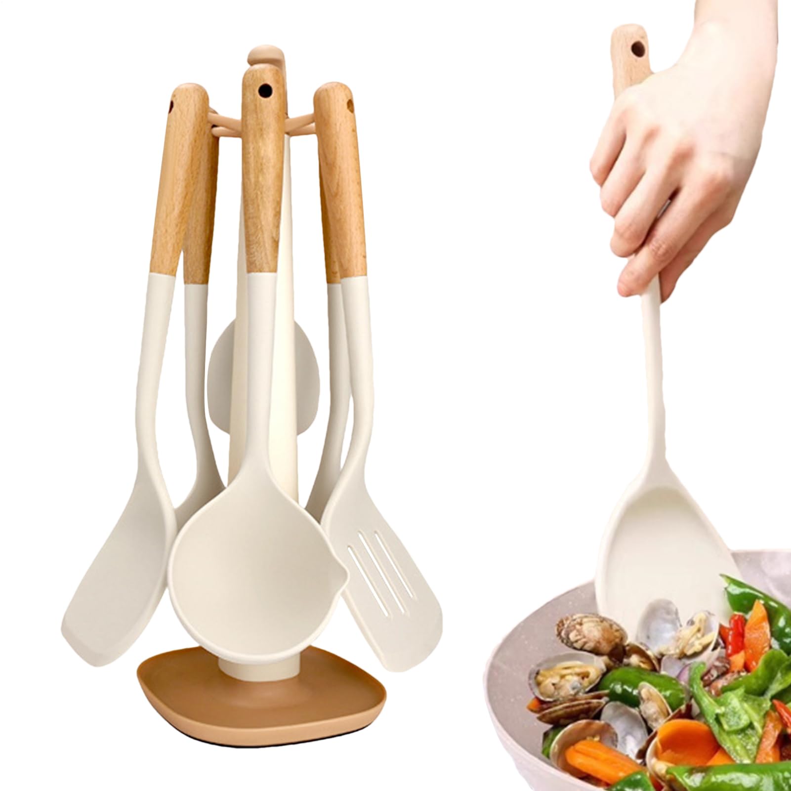 Silikonspatel-Set Hitzebeständiges Silikon-Antihaft-Set | Kochutensilien-Set Pfannenwerkzeuge Kochzubehör Backen Braten Servieren Essenszubereitung Wohnmobil Outdoor