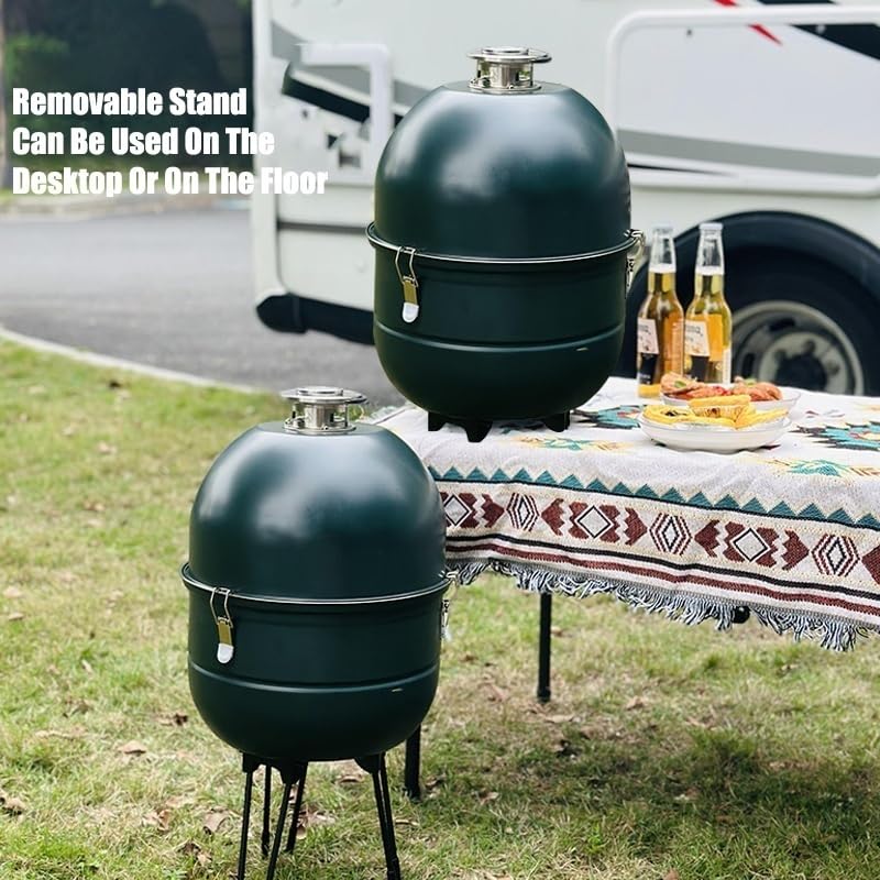 Affumicatore A Carbone per Barbecue - Griglia BBQ Verticale, Barbecue Carbonella con Termometro Integrato E Sistem di Ventilazione Regolabile per Cucinare All'aperto E in Campeggio(Black,A)