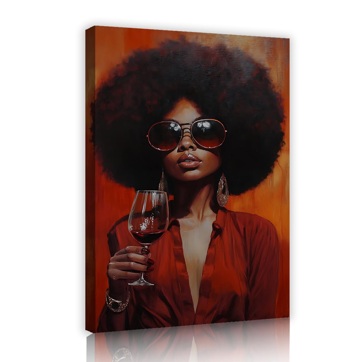 CHERHERART Wall Art Vintage Fashion Picture for Living Room Black Woman Poster Aesthetics Artwork Retro Portrait Canvas Prints for Bedroom 45x70cm Innerframe