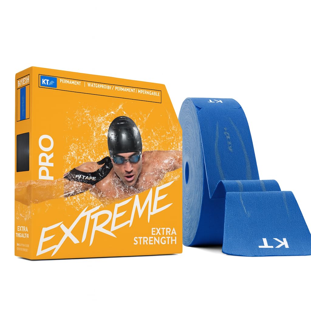 PRO Extreme, Synthetic Jumbo Kinesiology Athletic Tape, 150 Count, 10” Precut Strips, Sonic Blue