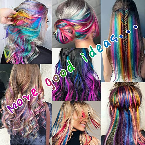 10Pieces 20Inch Colored Hair Extensions Clip In For Women Girls Hiar Accessories Wig Pieces Synthetic Hair Pieces (Green, Bright Yellow) #TOP6