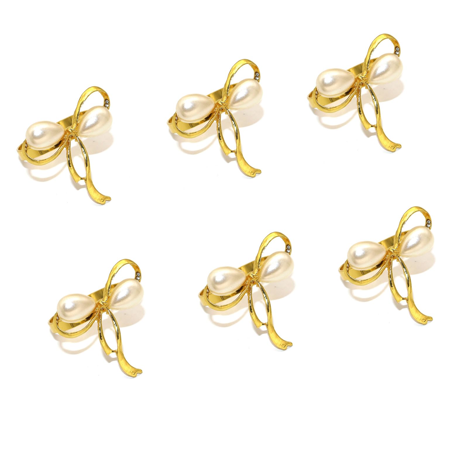 Pretty Pearls Bowknot Shaped Napkin Rings Napkin Holder Buckles for Wedding Birthday Gatherings Table Decoration Party Tableware Decorations