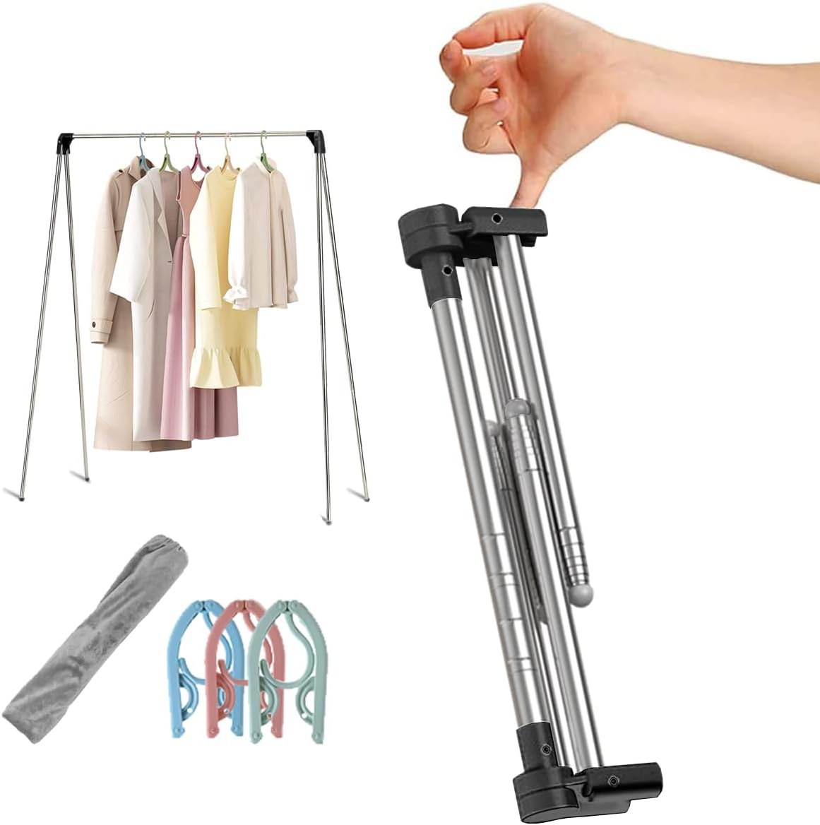 GIPOBUY Portable Clothes Rack Folding Clothes Rail, Travel Garment Rack