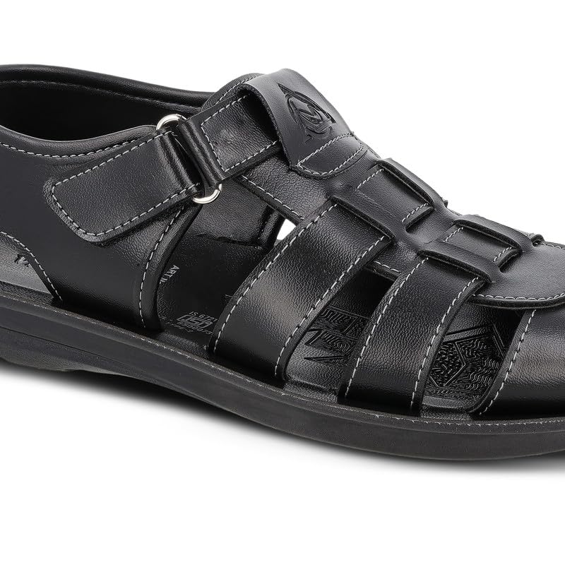Image of WALKAROO Men's Casual Sandals|Open Toe Casual Sandals, Adjustable Velcro Strap, Cushioned Footbed, Leather Look Synthetic Upper, Breathable Cllosure,Lightweight Grip Sole|WGR58052