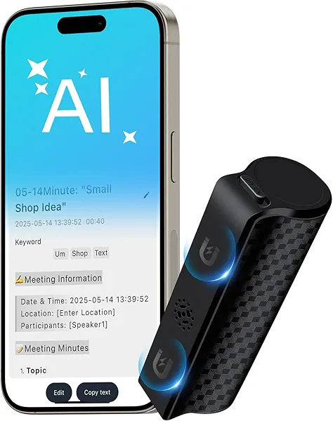 128G Magnetic AI Voice Recorder,Smart Audio Recorder with GPT-5 Summary,1-Month Continuous Recording, Noise Cancel,Magnetic Portable Recording Device for Lectures, Meetings