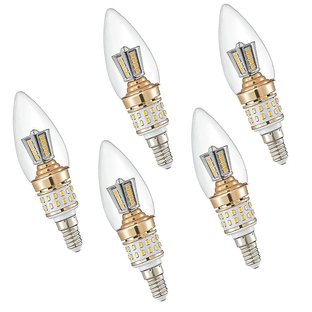 Zyujia White E14 Led Candle Bulbs Not Dimmable 10W,100W Equivalent,Small Edison Screw 1000Lm Chandelier Bulbs,Warm 3000K Vintage Filament Energy Saving Candelabra Bulb Pack Of 5