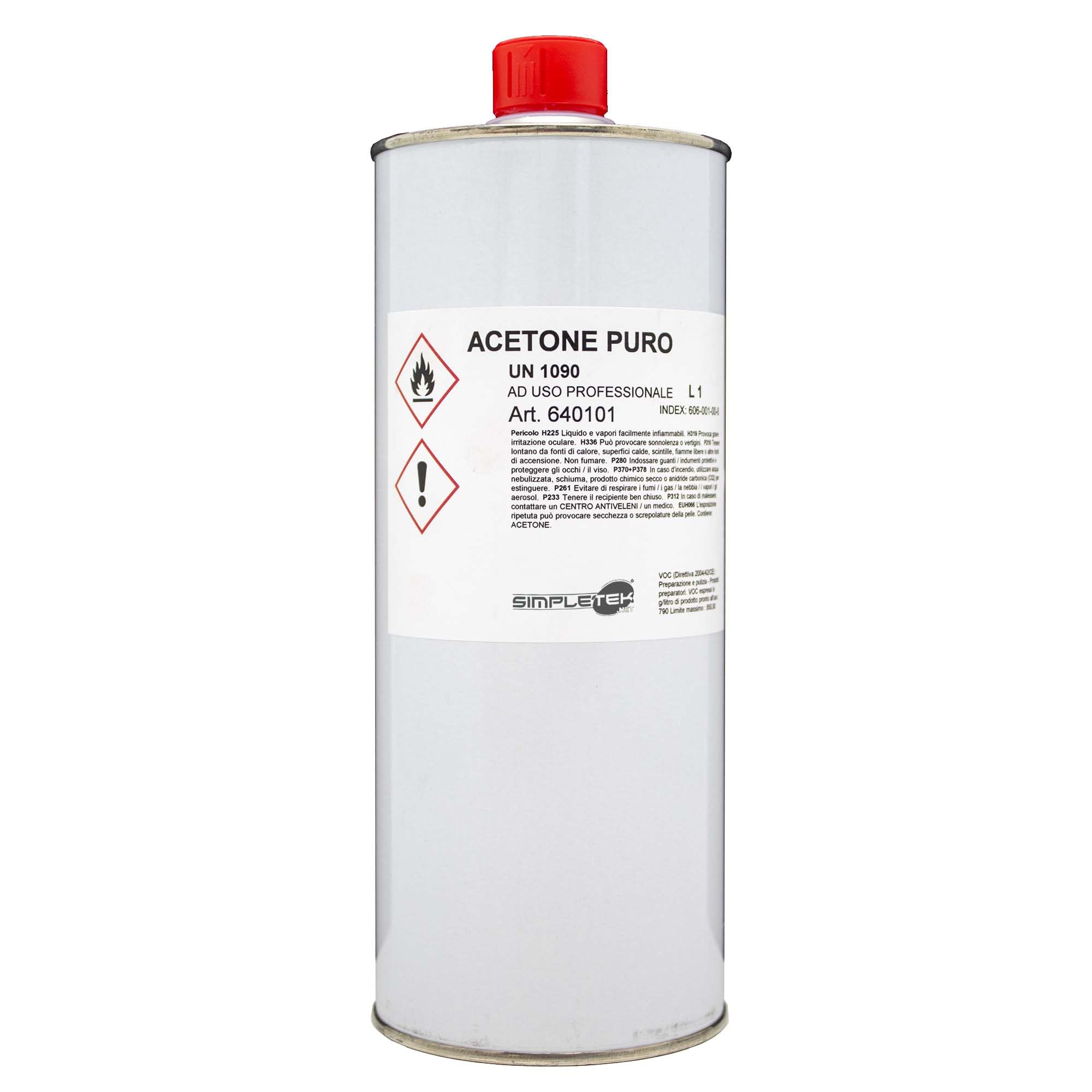 SIMPLETEK - Acetone per Rimozione Smalto Unghie Puro Vernici Macchie Grasso 1000 ml