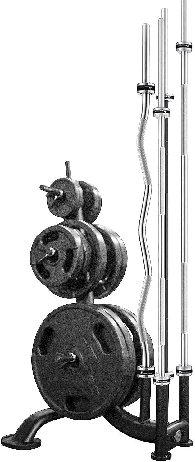 Weight Plate Storage Rack with 660LBS Capacity with four standard (1.1inch diameter) Bar Holders