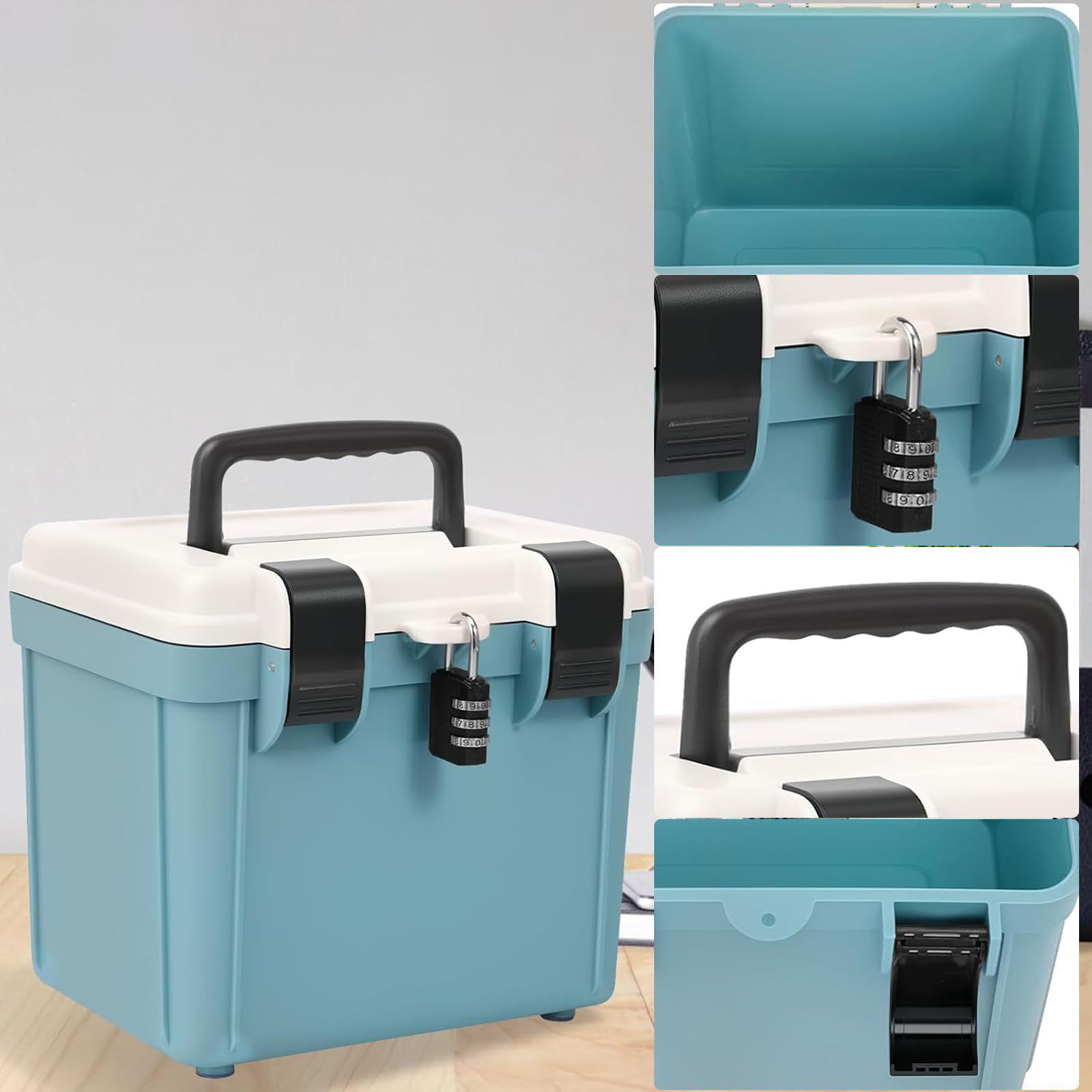 Genérico Caja para Medicamentos con Cerradura,Caja Fuerte Portátil Con Candado - Gran Capacidad Para Medicamentos, Herramientas Y Documentos, Portátil Para Hogar Trabajo Viajes Exterior Y Coche