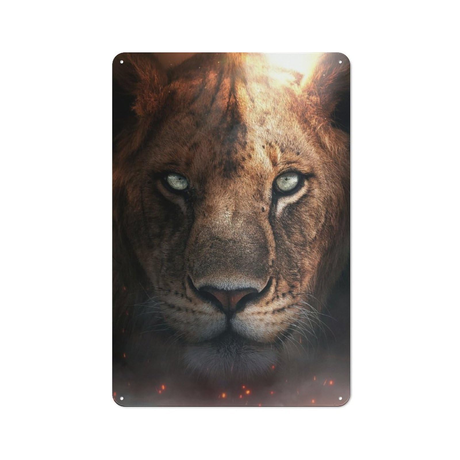 The Lion Cub Portrait Understated Metal Wall Decor 30x20cm, Decorative Metal Sign for Workspace, Cafe, Shop Or Desk Area