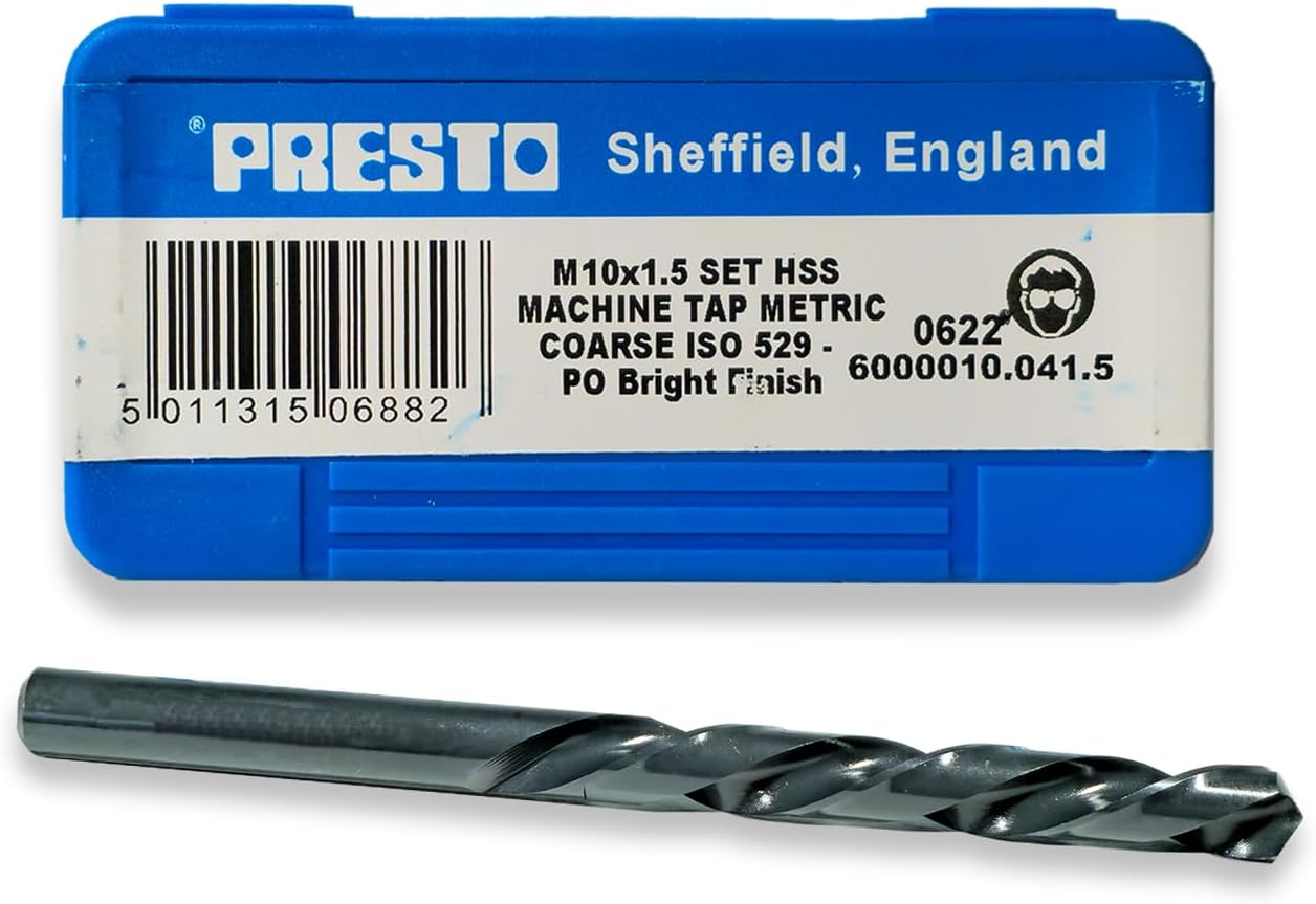 Presto M10 x 1.5 HSS Metric Hand Tap Set (Pack of 3) 6000010.041.5 & 8.5mm Hss Tapping Drill from RDGTools