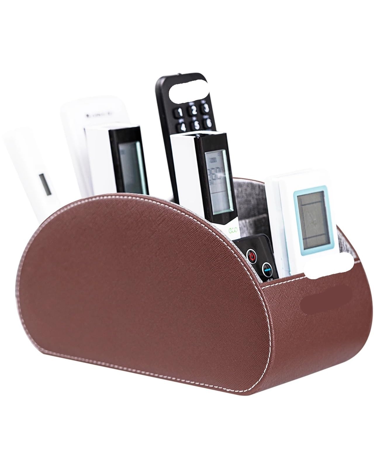 WUYXTO TV Remote Control Holder Organizer Box With Compartment Leather Multi-functional Office Desk Storage Caddy Supplies For Desktop(Red)