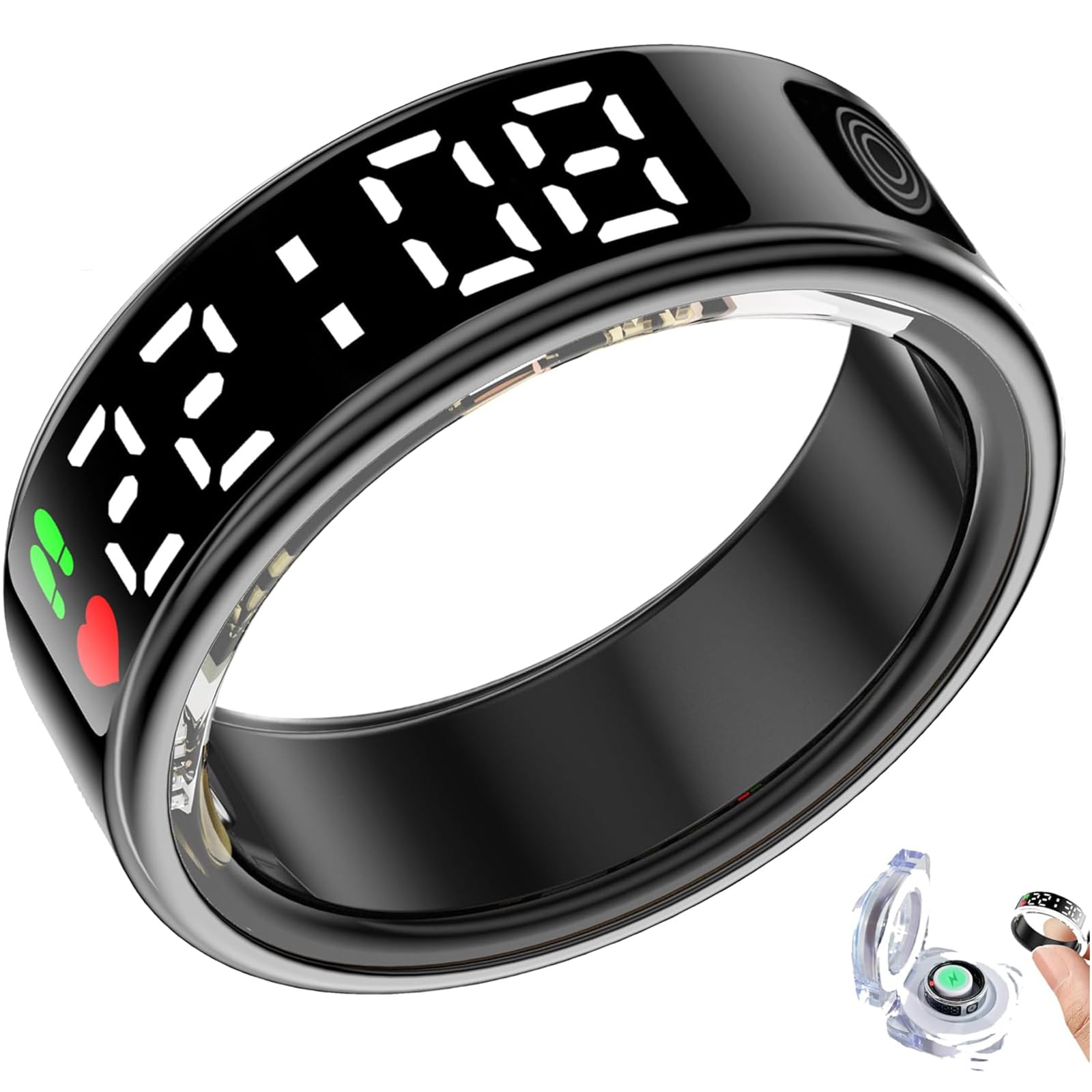 Bague Connectée Fitness Tracker - IP68 Étanche - Mesure FC, Oxygène, Sommeil - Avec Étui De Charge
