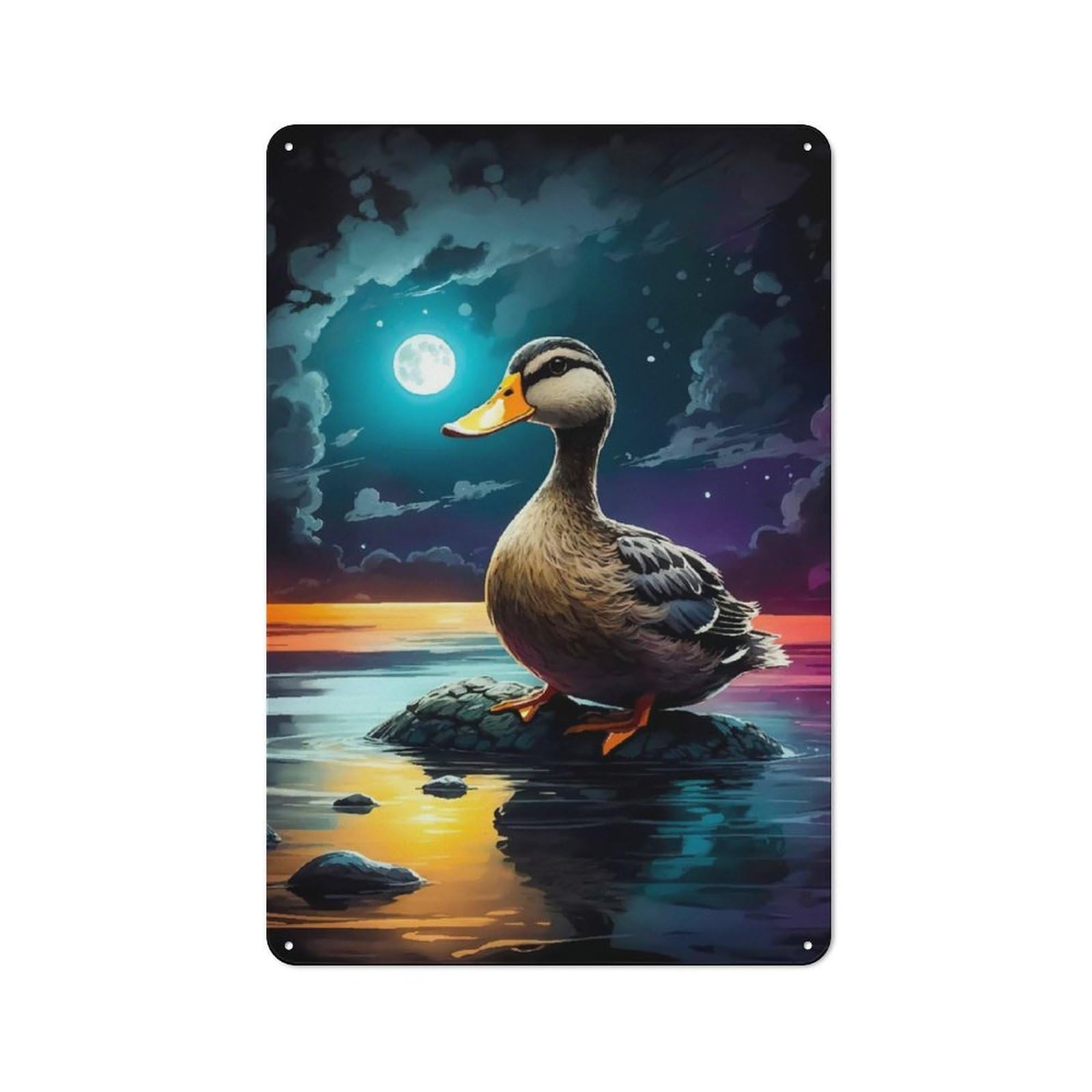 Lake Duck Clean Industrial Metal Wall Decor 30x20cm, Industrial Metal Sign for Workspace, Cafe, Hallway Or Garage