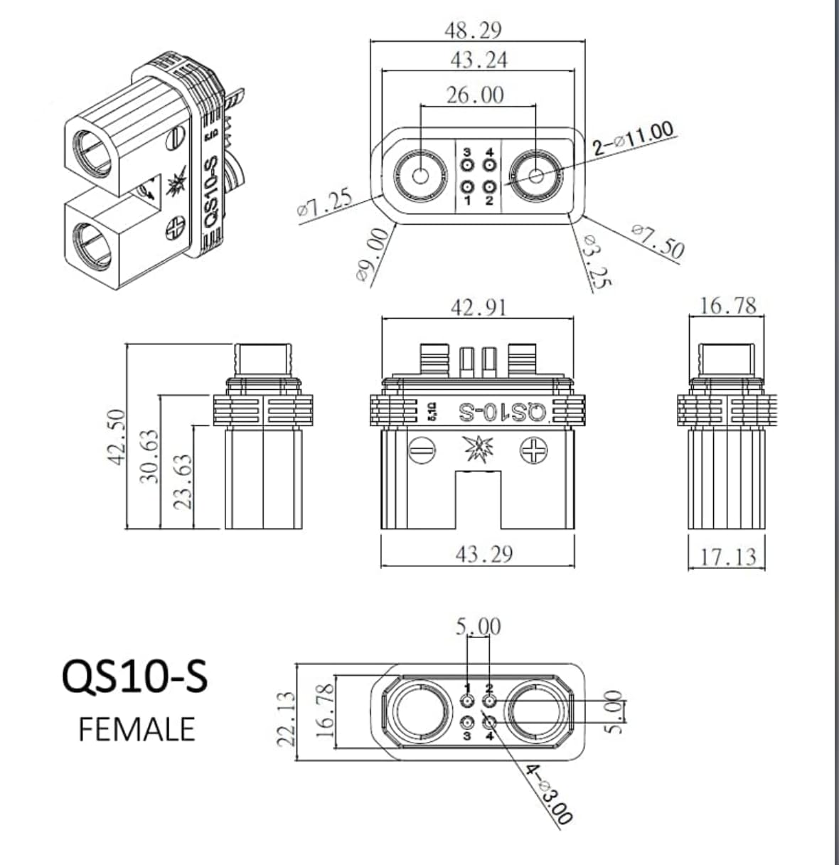 2X Paar Premium Antiblitz Hochstrom QS10 EC10 Goldstecker Steckverbinder Verpolsicher 180A bis 240A für KFZ PKW Boot Motorrad E-Bike E-Scooter Elektro Fahrrad E-Roller Akku DIY