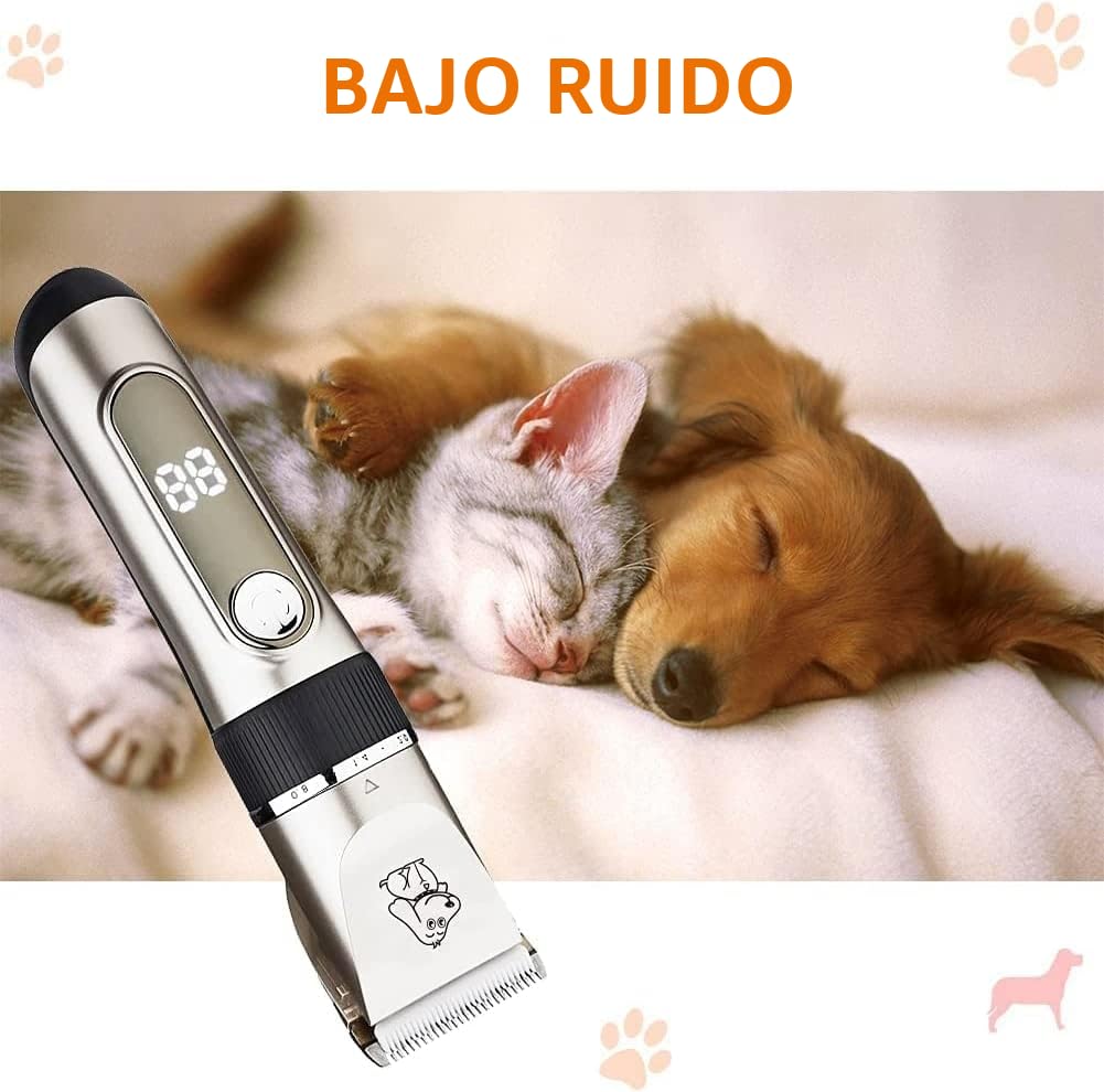 KAEFUYS 5 en 1 Máquina Cortar Pelo Mascotas Recargable IPX7 Impermeable Silenciosa y Velocidad Ajustable Cortapelos para Perros Profesional con Cortaúñas Peine Lima Tijeras y 6 Peines