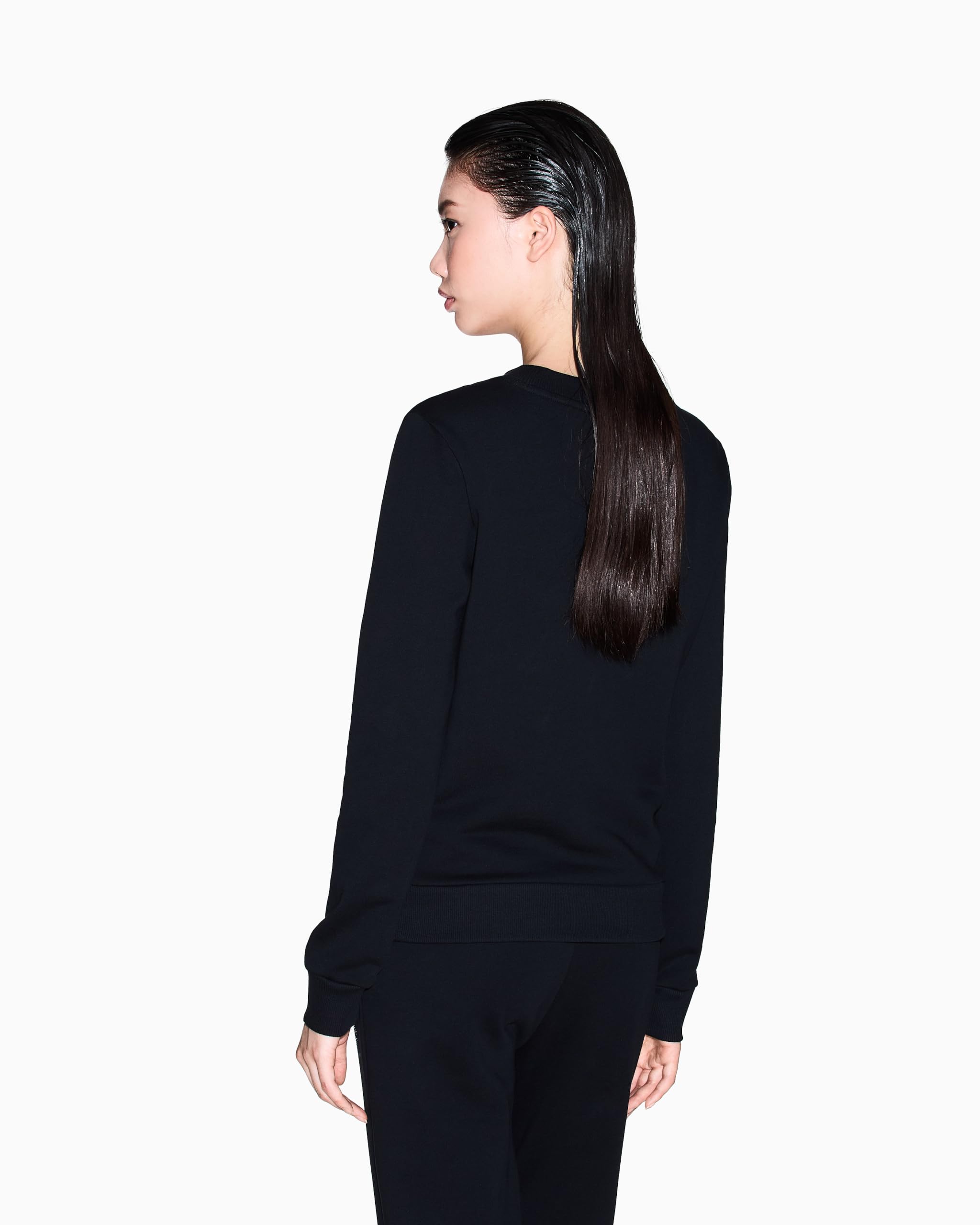 Armani Exchange Long Sleeve Round Collar Front Logo Maglia di Tuta Donna (Pacco da 1)