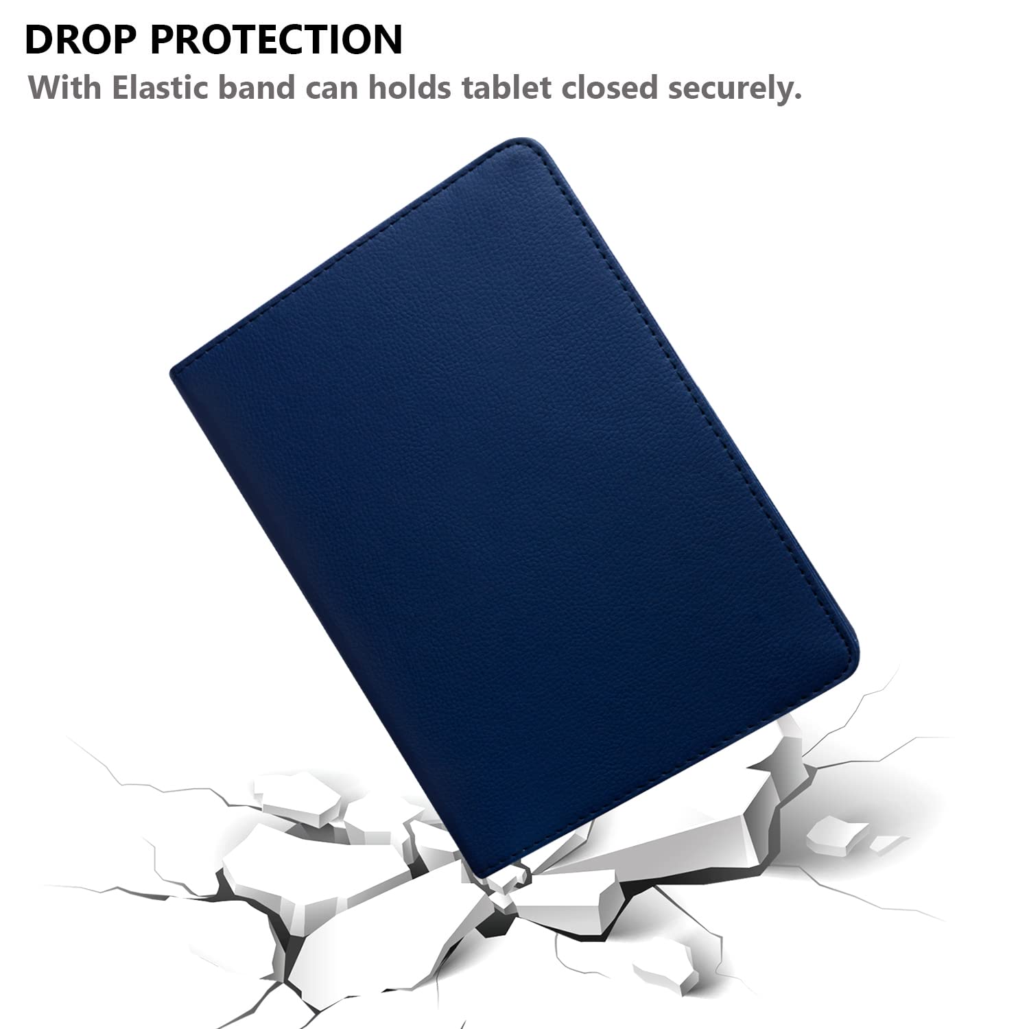 Étui Housse Coque pour Samsung Galaxy Tab A 8.0 2017 Tablet (SM-T380 SM-T385) - 360 degrés Rotation Full Protection Kickstand Case Cover,avec Un Stylo,Écran Film (Deep Blue)