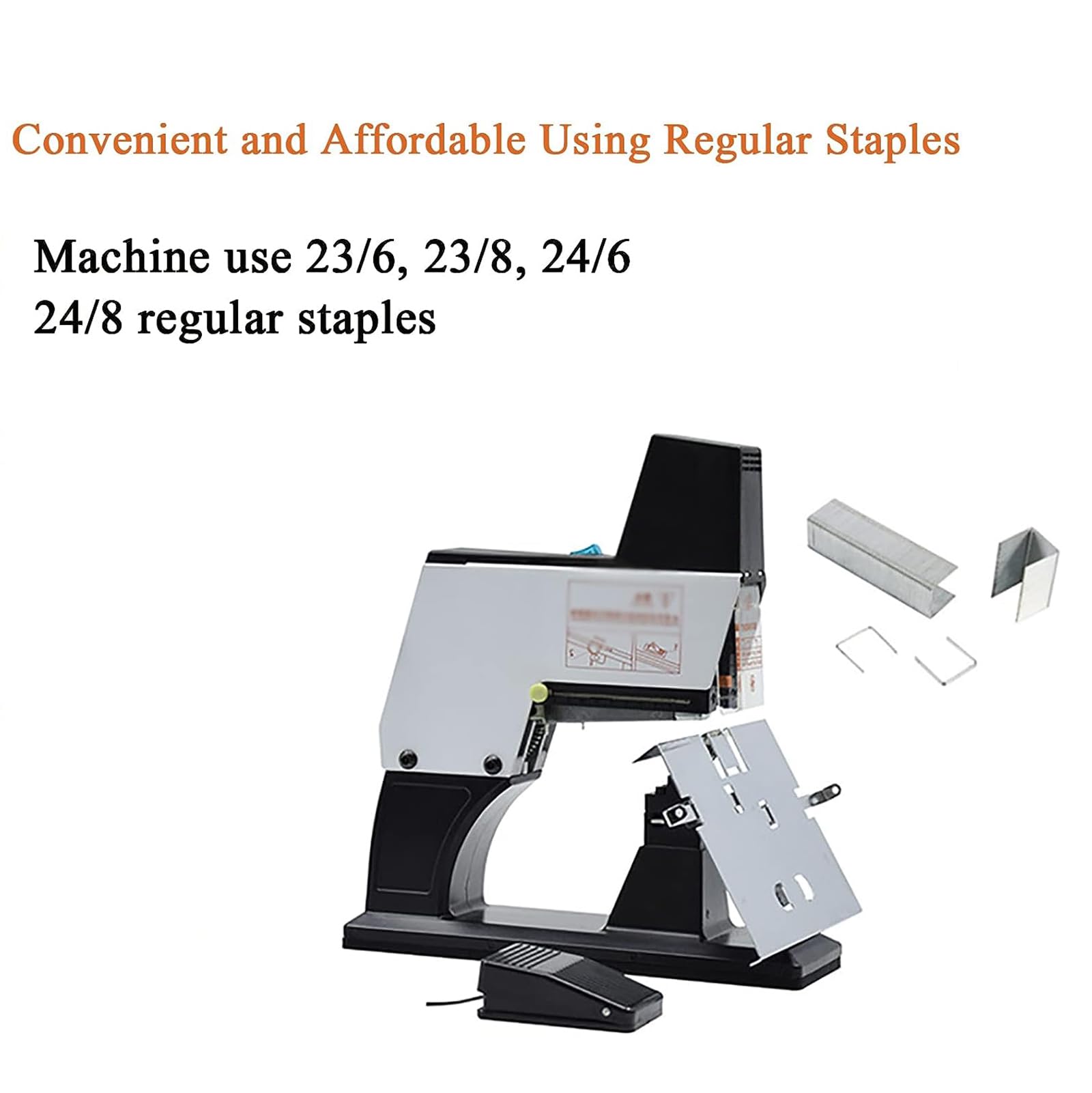 Cucitrice automatica da tavolo, A3/A4 piatta, adatta per punti comuni, max 40 fogli di rilegatura e spessore regolabile da 1 a 9, per relazioni, documenti, documenti