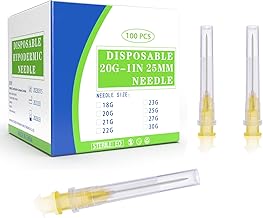 100 Pack 20Ga 25mm 1IN Disposable for Scientific and Industrial Dispensing, Individually Wrapped