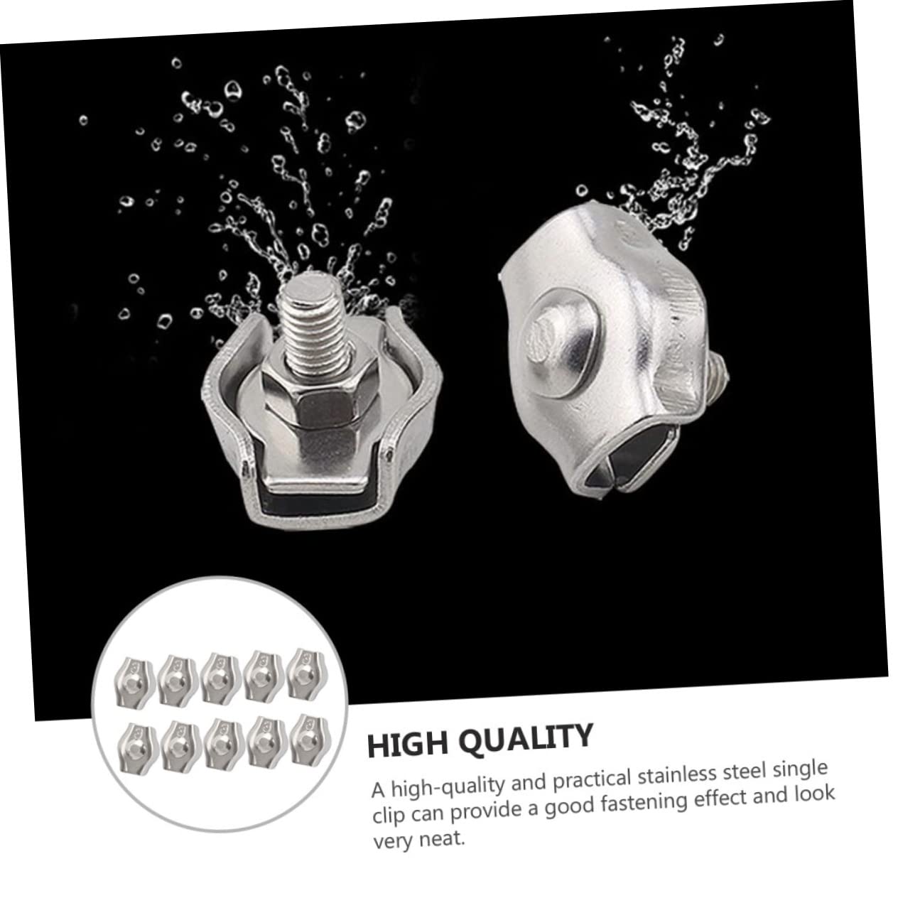 CIYODO 10pcs 304 Stainless Steel Single Cable Holder Wire Rope Fixing Clip Wire Kit Terminal Connectors Cord Connector Cable Clamp Hardwares Parts Outdoor Cable Wire Cable Clamp Silver