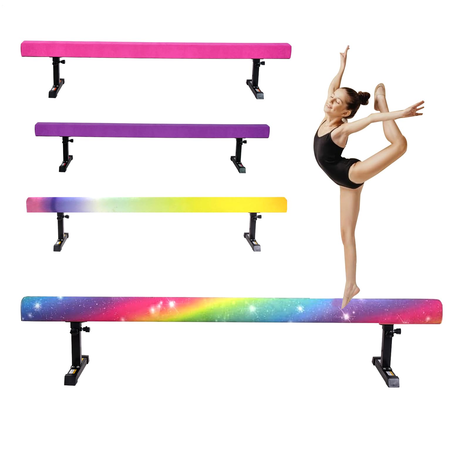 Poutre De Gymnastique De 180 Cm, Hauteur Réglable Sur 5 Niveaux 13 À 61cm, Poutre De Gymnastique Réglable Pour En-fants, Poutres D'équilibre Pour En-fants, Pour La Maison, L'entraînement En Intérieur
