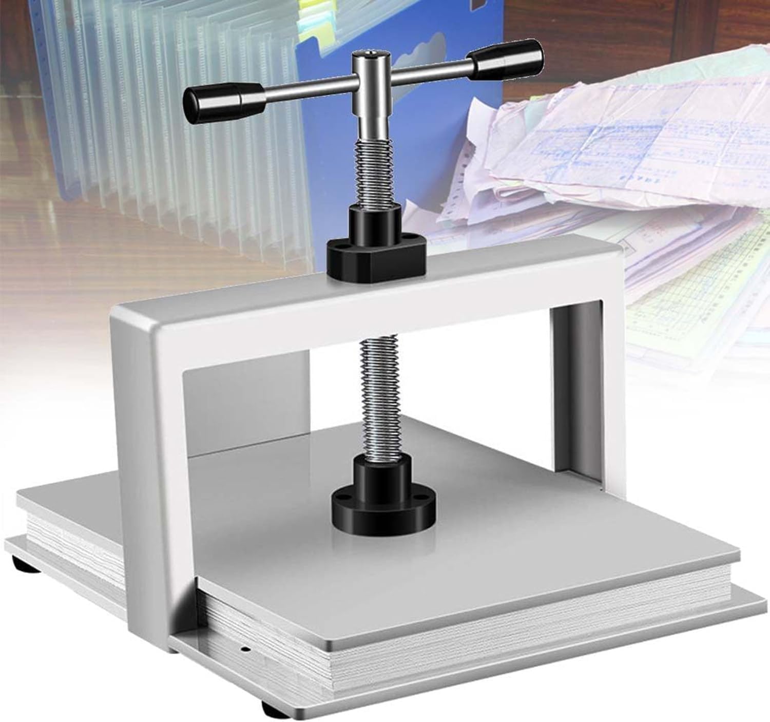 Bookbinding Press Machine, Manual Paper Press Machine, Book Papers Flattening Machine, Office Invoice Bookbinder Flattening Machine 3306lbs (1500kg) Pressure,A4