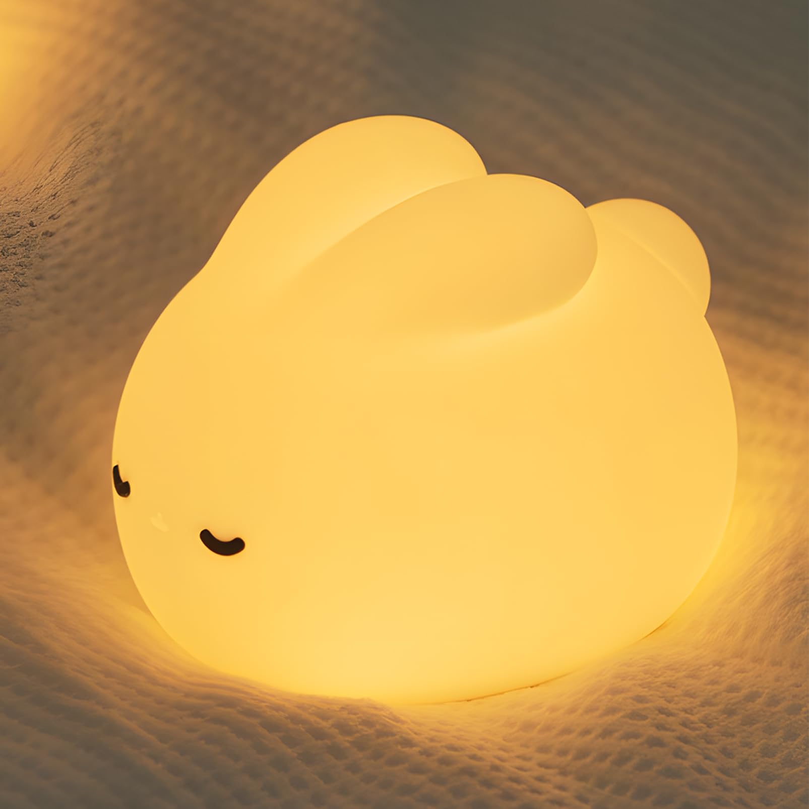 Lampada Notturna per Bambini Coniglio, Luce Notturna per Bambini Ricaricabile, Silicone Lampade da Comodino Notturna, Luce Notturna Touch Bambini Timer, Regalo Compleanno Natale, Cameretta Bambino