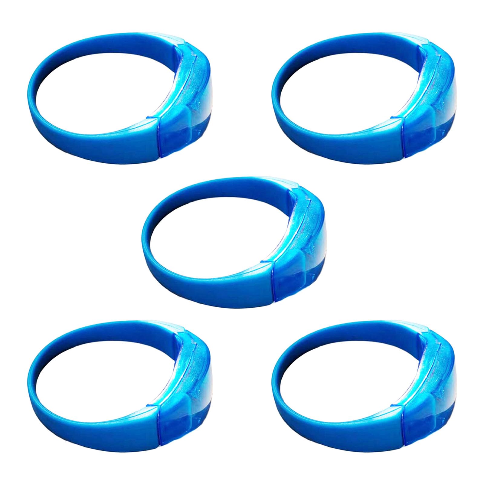 Piceioep Blue 5Pcs Led Glow Light Up Wristbands Flashing Wrist Bands Glow In Dark Party Supplies For Concerts Festival Party Accessories