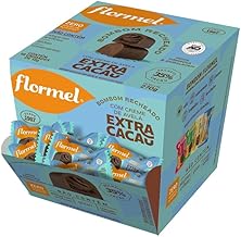 Bombom de Chocolate Recheado com Creme de Avelã Extra Cacau Flormel Zero Açúcar 18und
