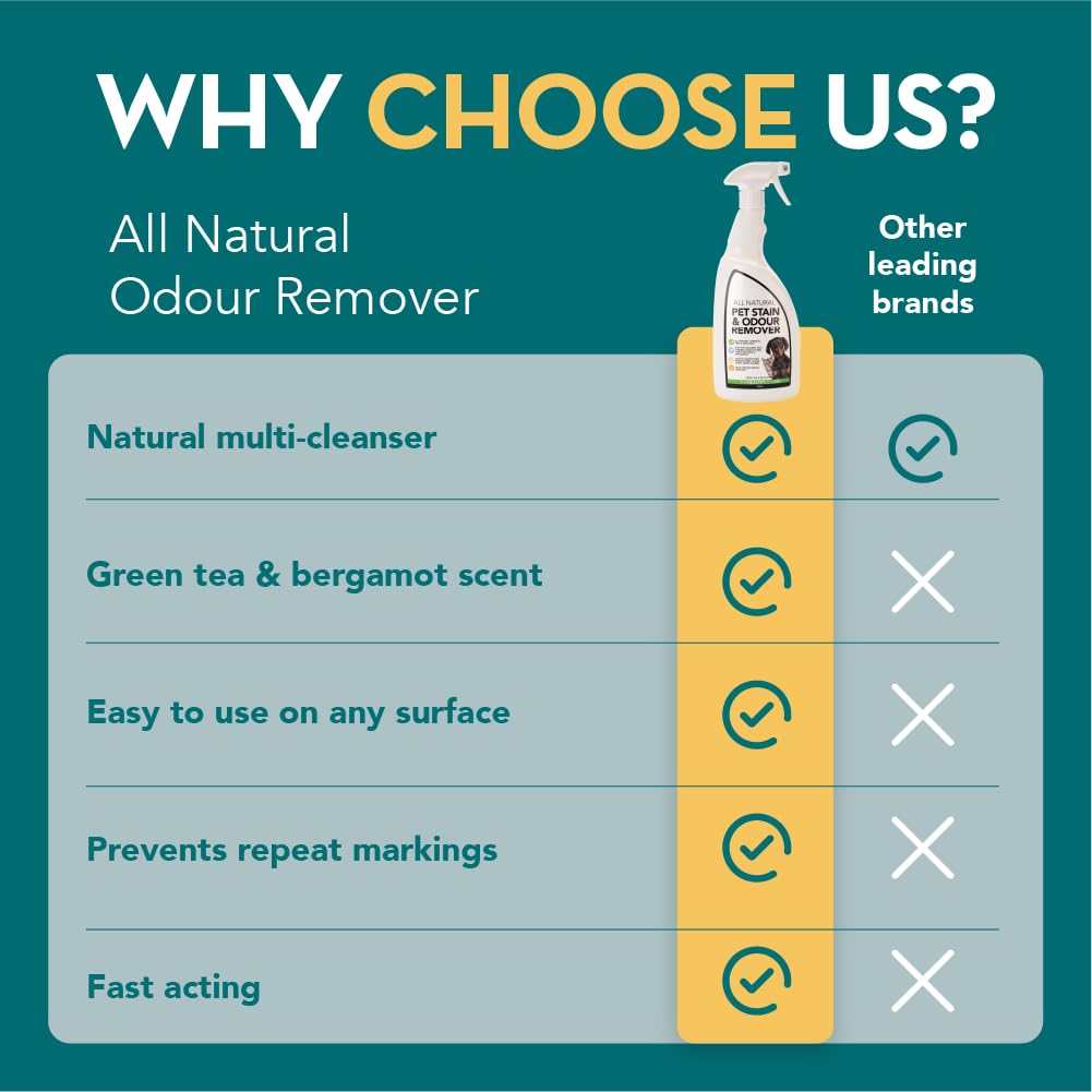 The Healthy Dog Co Eliminador de Manchas y olores de Mascotas Totalmente Natural para Perros y Gatos | Mata gérmenes, Elimina vómitos, orina, heces, Baba, olores | 1 litro