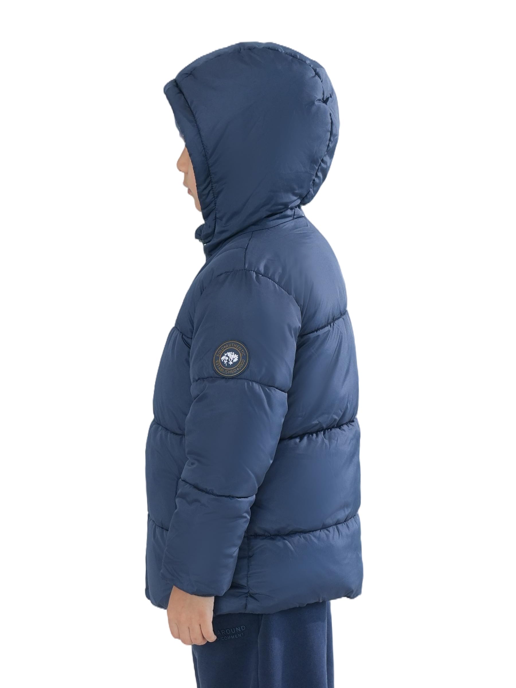 Sunny Sprout Abrigo con capucha para niños - Chaqueta acolchada gruesa con forro polar y mangas antiviento