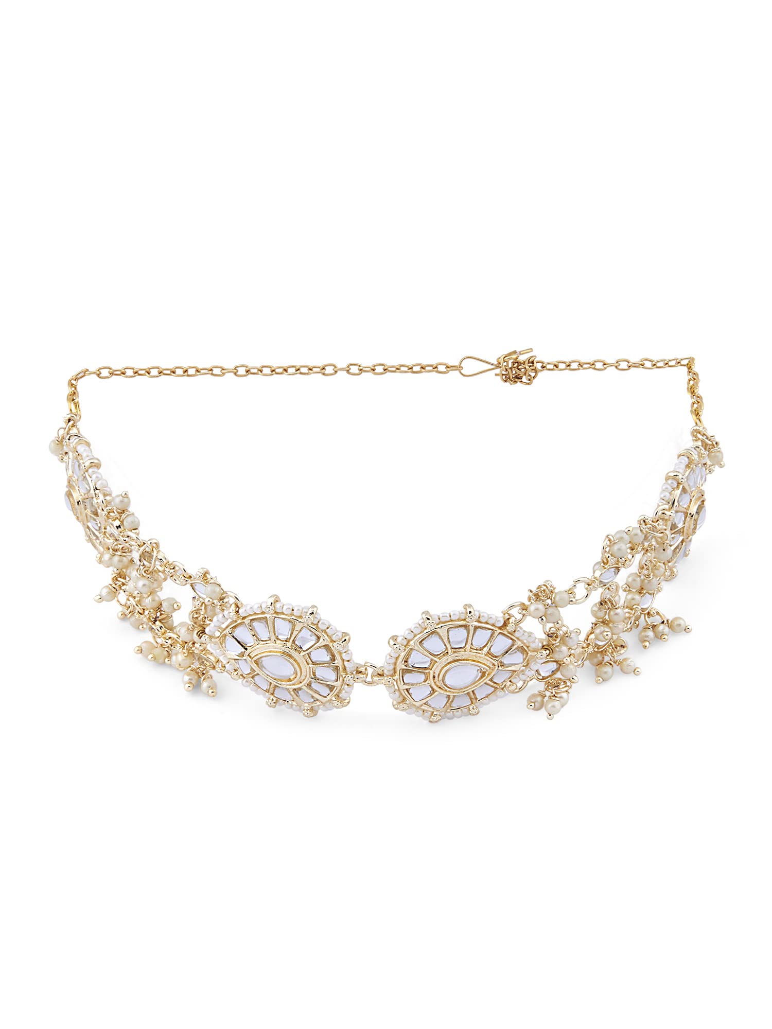 Zaveri Pearls Gold Tone Tilak Shape Kundan & Pearls Bridal Head Chain For Women-ZPFK13068 (B09WVQRD3P) Amazon Price History, Amazon Price Tracker