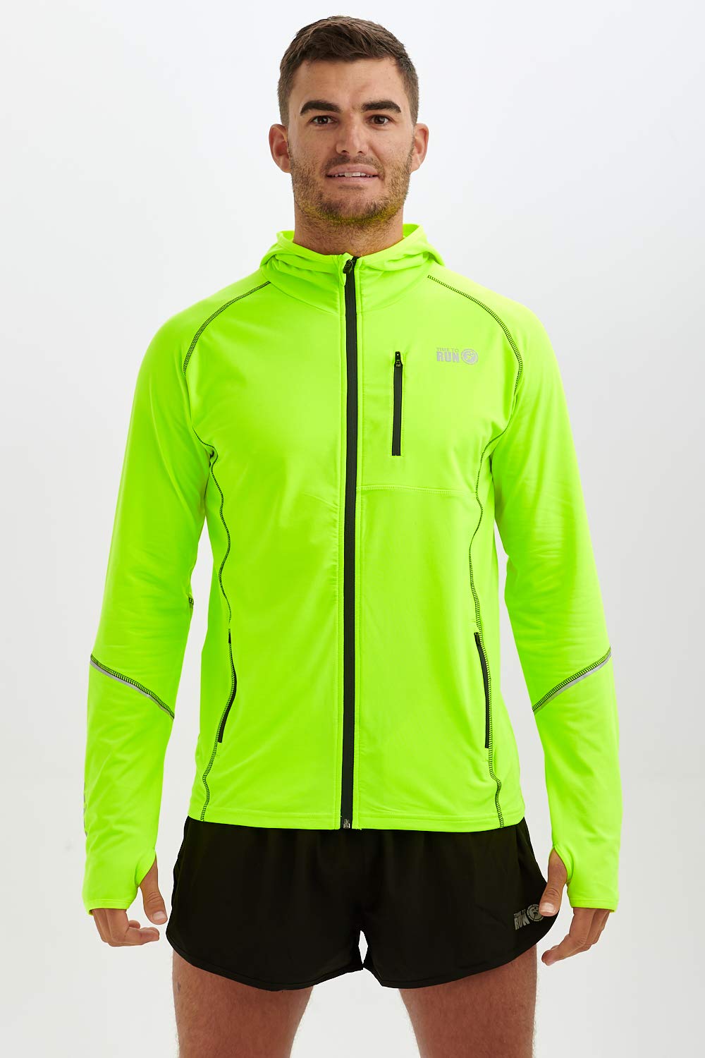 Time To RunMen's Running Hoodie Jacket - Thermal Full Zip With Pockets & Thumbloops