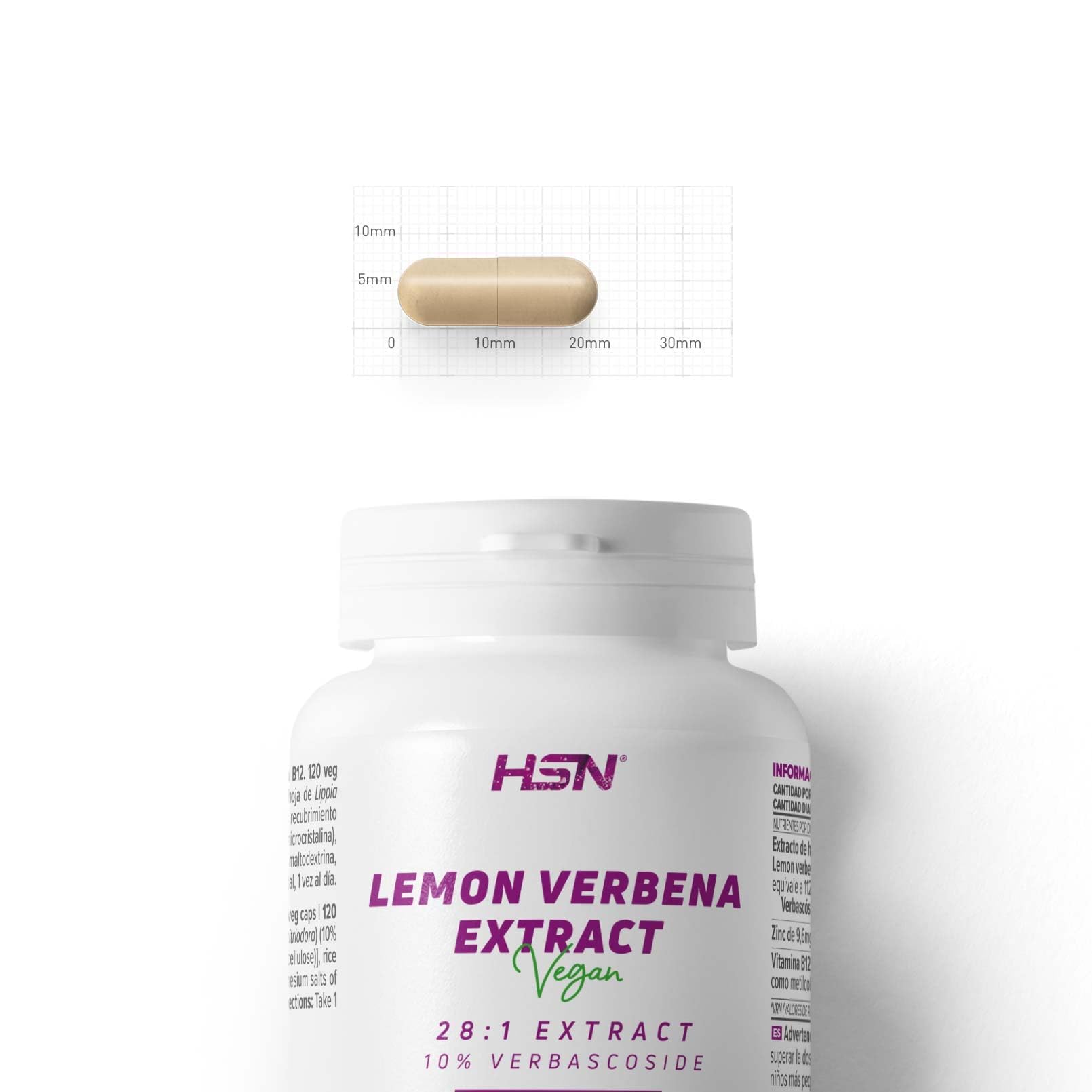 HSN Zitronenverbenen-Extrakt 400 mg (10% Verbascosid) | 120 pflanzliche Kapseln | 28:1-Extrakt aus Lippia-citriodora-Blättern | Ohne GVO, vegan, glutenfrei