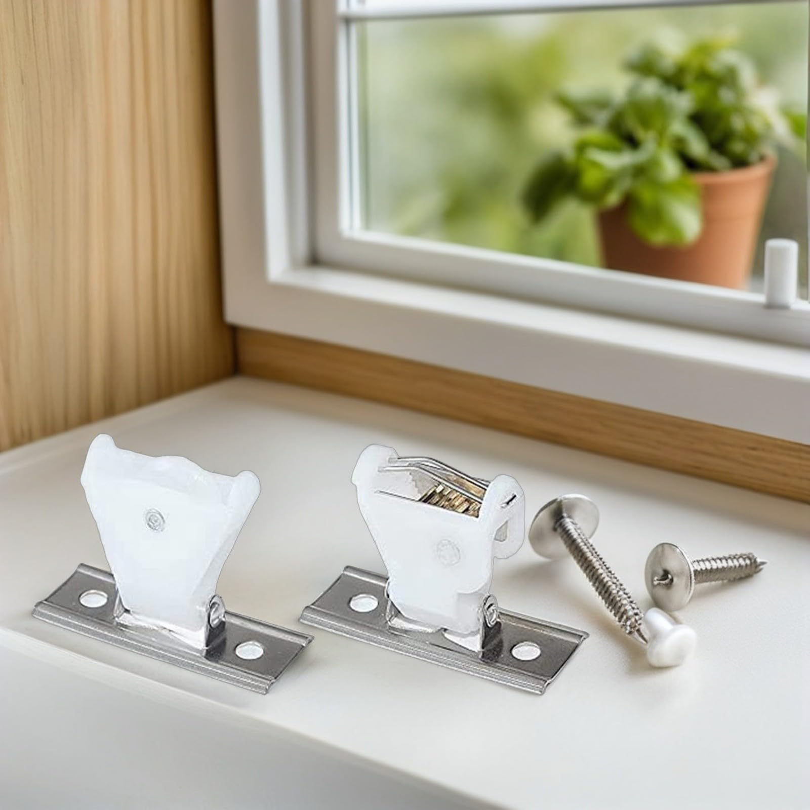 Housoutil Set Fermacorda per Tende Romane e Veneziane in Plastica Bianca Design Raffinato per Fissaggio Tende Domestiche Senza Corda