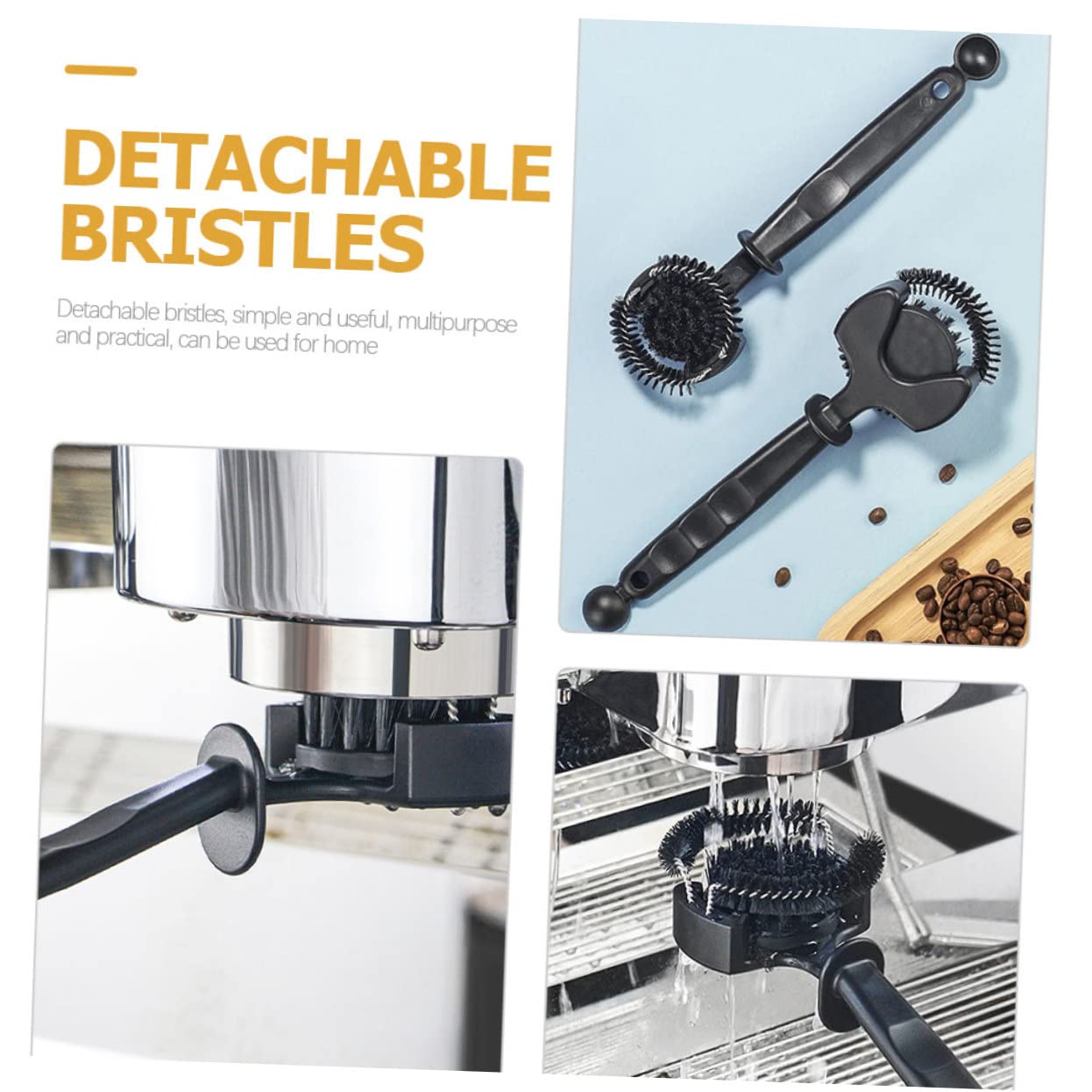 PRETYZOOM 3piezas Cepillo De Limpieza Para Cafetera Cerdas Desmontables Herramienta De Para Máquina De Espresso Diseño Ergonómico y Portátil Para Eliminar Residuos De Café