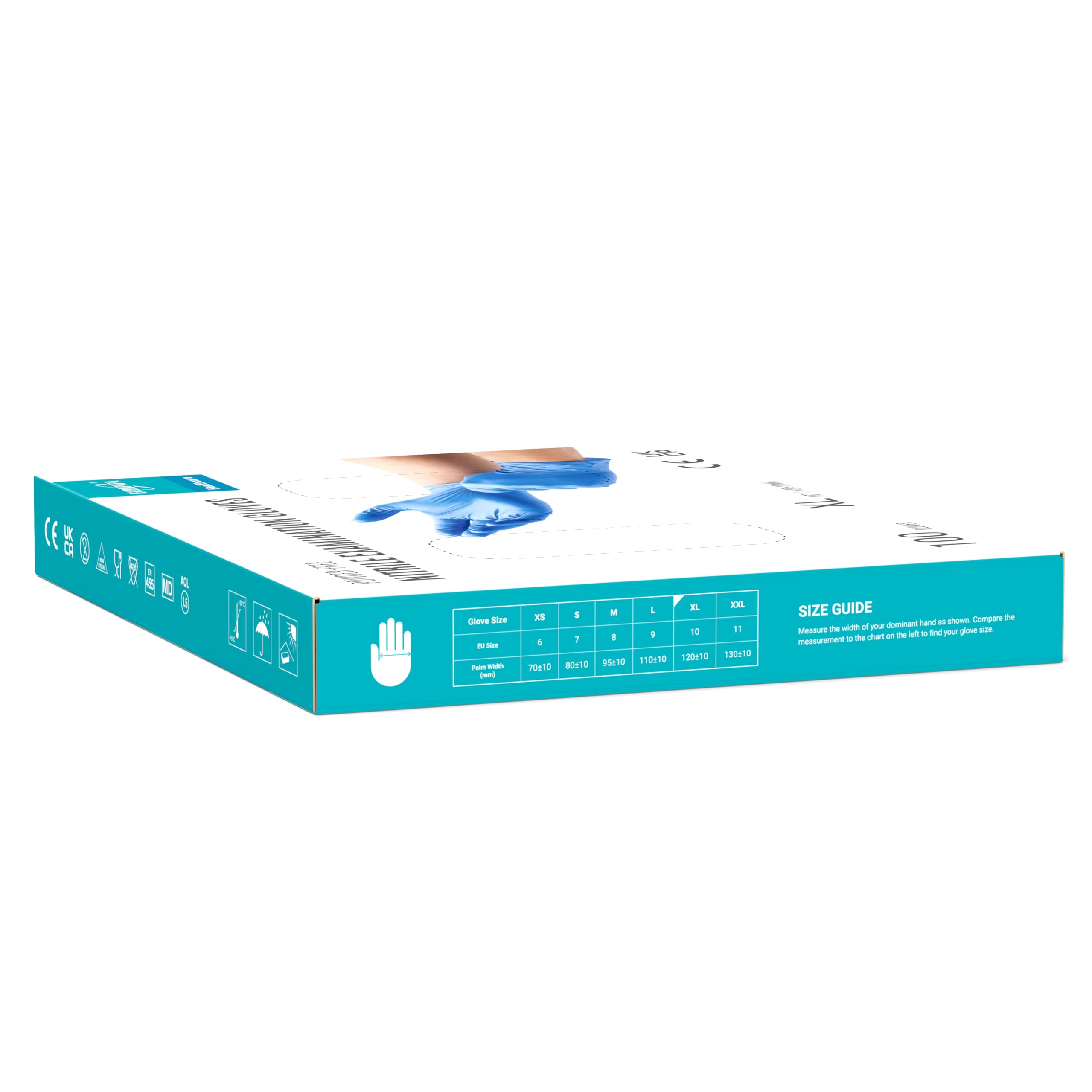 EUROPAPA® 2000 Stück (20x100) Nitrilhandschuhe Box Einweghandschuhe, Einmalhandschuhe, Untersuchungshandschuhe, puderfrei, ohne Latex, unsteril, latexfrei, disposible gloves (XL, Ocean Blau)