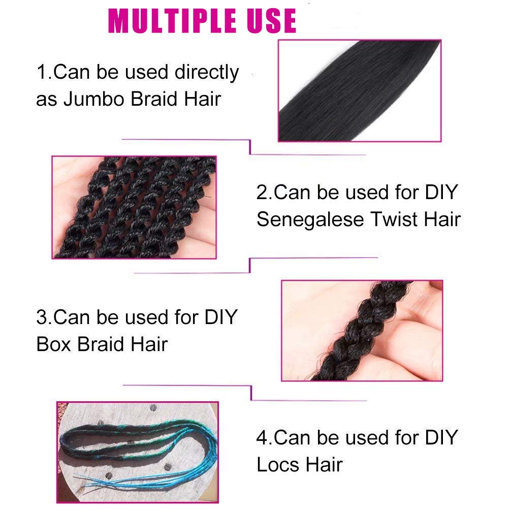 Easy Braid Pre stretched Braiding Hair 24 Inch 8 Packs Ombre Burgundy