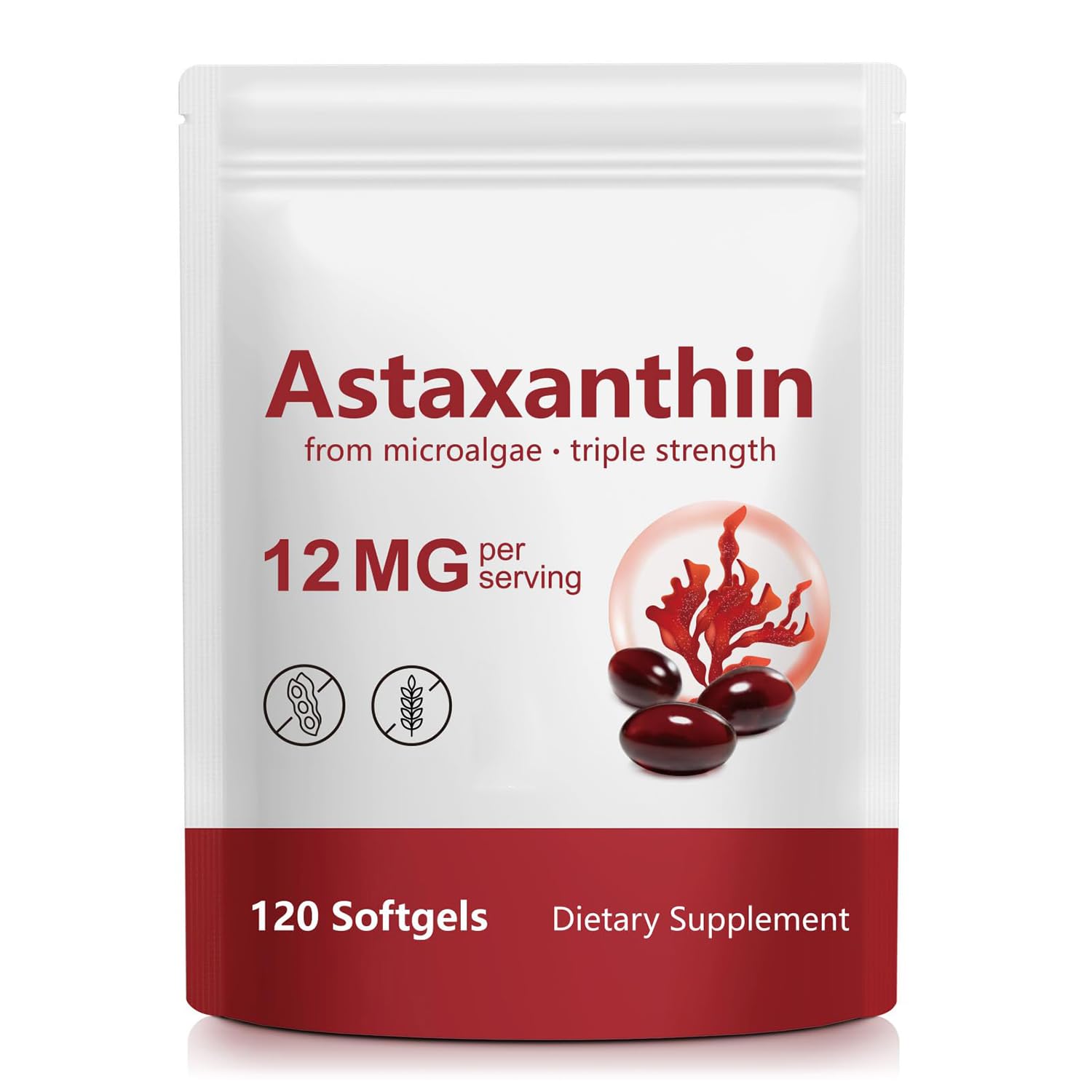 Astaxanthin Supplements, Supports Eye, Joint, Internal Circulation, Skin Health, Astaxanthina Antioxidant Supplements (1Bag120P) 120 Count (Pack of 1)