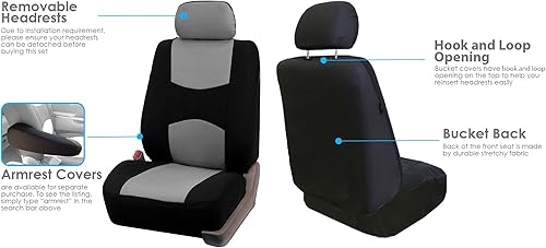 Miniatura 4 de FH Group Juego completo de fundas para asientos de automóvil, tela elegante, Combo-FH2033, funda para volante y almohadillas para cinturones de