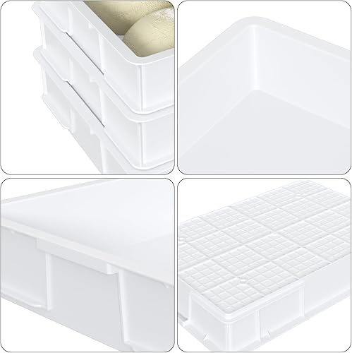 Miniatura 5 de Paquete de 4 cajas de plástico a prueba de masa, bandejas apilables comerciales para masa, color blanco