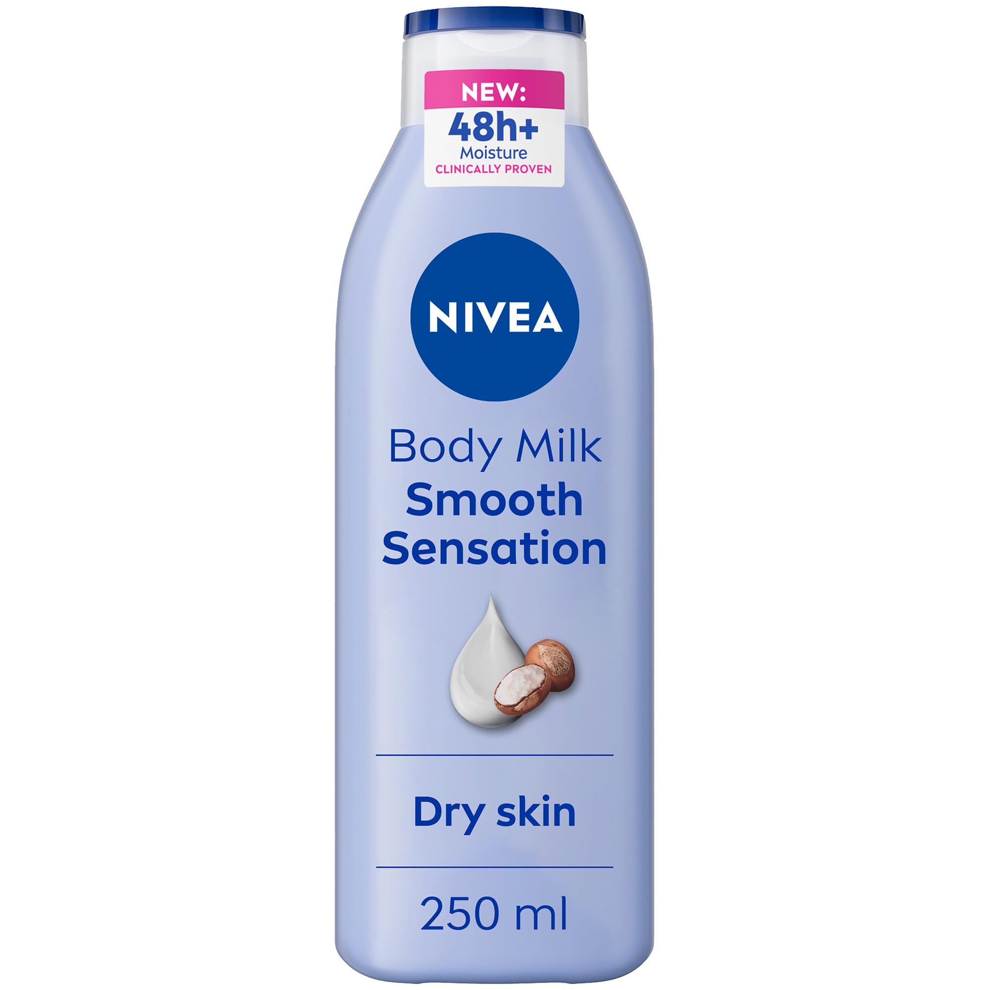 NIVEA Shea Smooth Body Lotion for Dry Skin 250ml – Nourishing Moisturiser with Shea Butter for Silky Smooth Skin, Deep 48h Hydration Body Cream with a Delicate Scent, Daily Body Care for Dry Skin