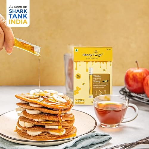 Miniatura 5 de Honey Twigs Palitos de miel con infusión de vainilla, 30 pajitas de miel natural de una sola porción, 8.47 onzas por paquete (0.28 oz por palo),