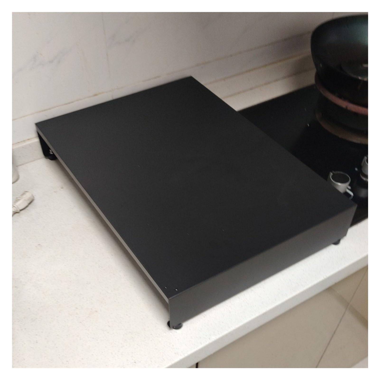 Tapa Encimera Gas Placa Protectora De Encimera Para Cubre Hornillas Pies Antideslizantes Protectores Para Estufas De Gas Borde Plegado En Forma De L(Black,35x45x7cm(14x18x3in))